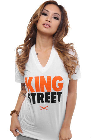 King Street (Women's White V-Neck)