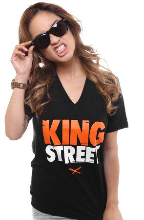 King Street (Women's Black V-Neck)