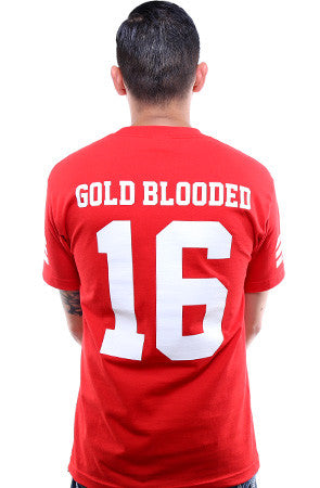 Gold Blooded Legends :: 16 (Men's Red Tee)