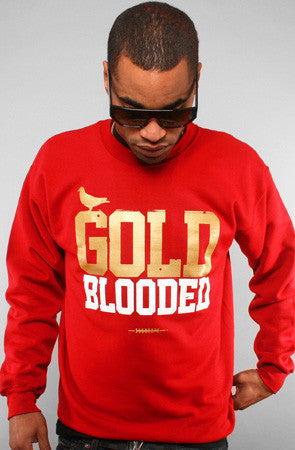Gold Blooded (Men's Red Crewneck Sweatshirt)