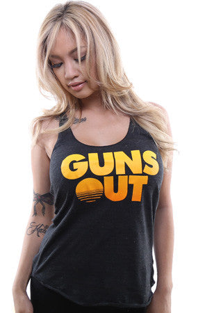 Guns Out (Women's Black Racerback Tank)