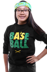 Baseball (Youth Unisex Black Crewneck Sweatshirt)