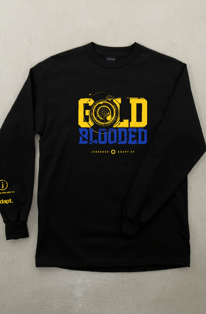 JSquared x Adapt :: Gold Blooded Shooter (Men's Black Long Sleeve Tee)