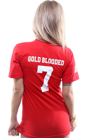 Gold Blooded Legends :: 7 (Women's Red V-Neck)