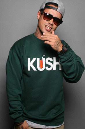 Kush X OJ (Men's Dark Green Crewneck Sweatshirt)