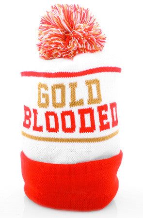 Gold Blooded (White/Red Beanie)
