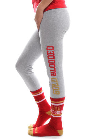 Gold Blooded (Women's Heather/Red Leggings)