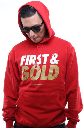 First and Gold (Men's Red/Gold Hoody)