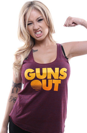 Guns Out (Women's Cranberry Racerback Tank)