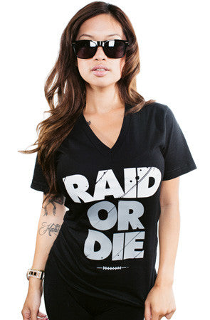 Raid Or Die (Women's Black V-Neck)