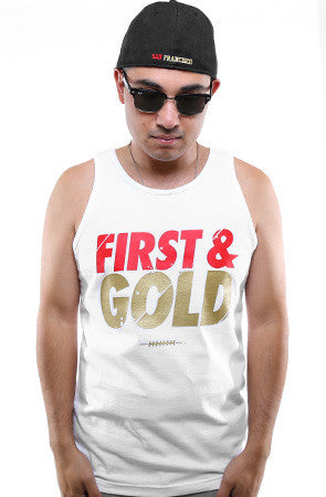 First and Gold (Men's White Tank)