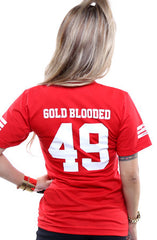 Gold Blooded Legends :: 49 (Women's Red V-Neck)