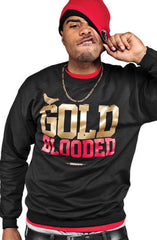 Gold Blooded (Men's Black/Red Crewneck Sweatshirt)