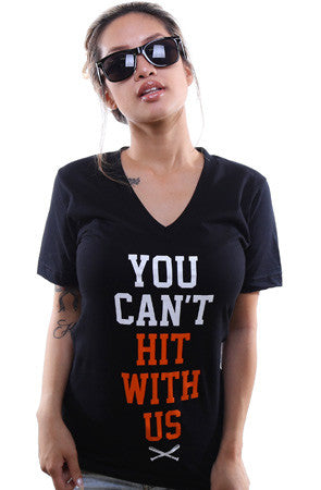 You Can't Hit (Women's Black/Orange V-Neck)