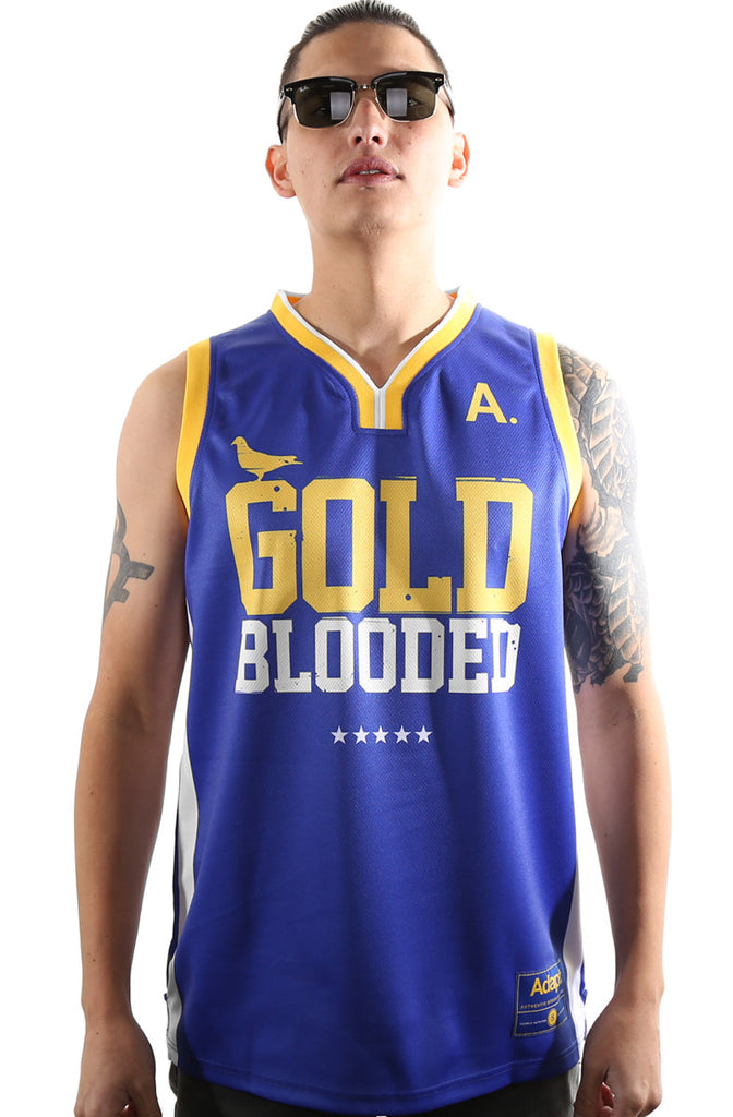 Gold Blooded 35 (Men's White Basketball Jersey) – Adapt.