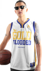 Gold Blooded 35 (Men’s White Basketball Jersey)